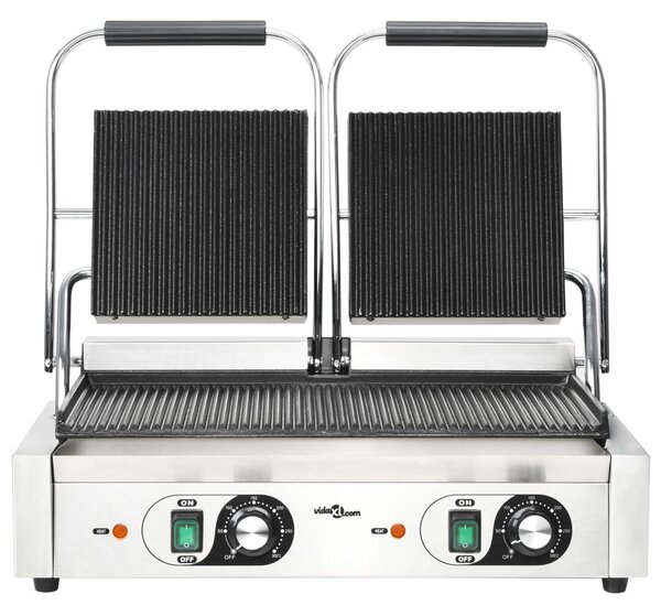 VidaXL Τοστιέρα Διπλή Ραβδωτή Panini 3600 W 57 x 30,5 x 20 εκ