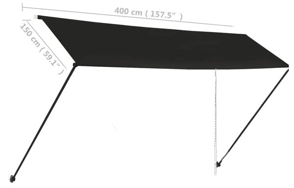 VidaXL Τέντα Συρόμενη με LED Ανθρακί 400 x 150 εκ