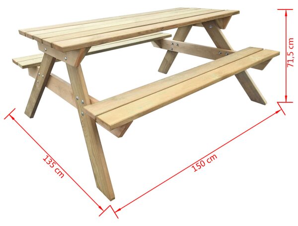 VidaXL Τραπέζι Πικ-νικ 150 x 135 x 71,5 εκ. Ξύλινο