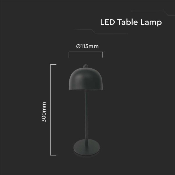 LED Επαναφορτιζόμενη επιτραπέζια λάμπα dimming LED/1W/5V 3000-6000K 1800 mAh μαύρο