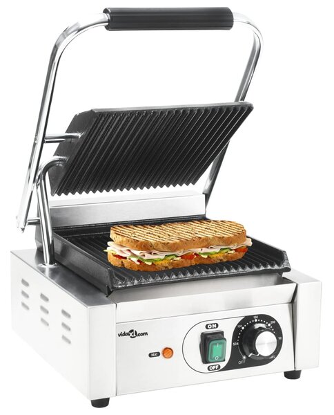 VidaXL Τοστιέρα Ραβδωτή Panini 1800 W 31x30,5x20 εκ. Ανοξείδωτο Ατσάλι