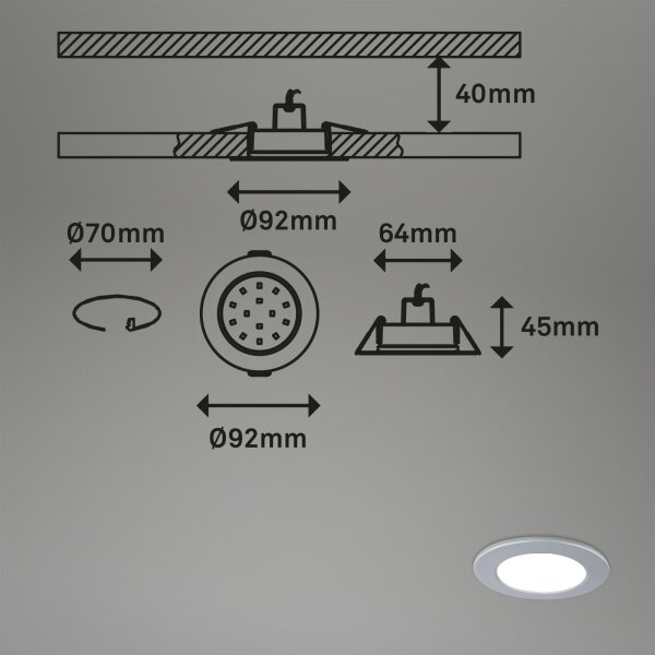 Briloner - ΣΕΤ 3x Φωτιστικό μπάνιου dimming LED LED/4,8W/230V IP44