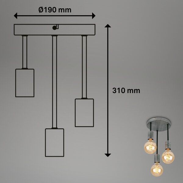 Briloner - Κρεμαστό φωτιστικό οροφής τρίφωτο HENGA 3xE27/60W/230V