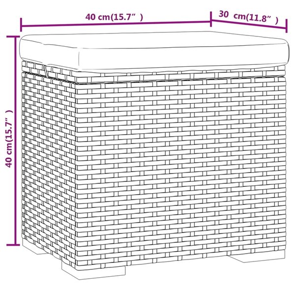 VidaXL Υποπόδιο με Μαξιλάρι Μαύρο 40 x 30 x 40 εκ. από Συνθετικό Ρατάν