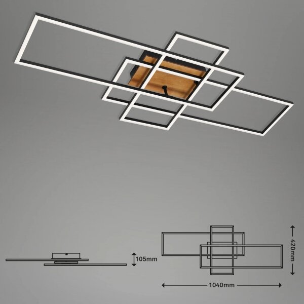 Brilo - Πλαφονιέρα οροφής LED ντιμαριζόμενη FRAME LED/51W/230V μαύρο/καφέ + RC