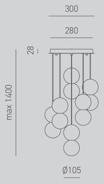 Gea Luce SFERA S6 G - Πολύφωτο με συρματόσχοινο SFERA 6xG9/28W/230V