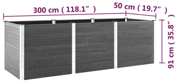 VidaXL Ζαρντινιέρα Κήπου Υπερυψωμένη Γκρι 300 x 50 x 91 εκ. από WPC