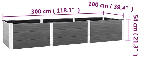 VidaXL Ζαρντινιέρα Κήπου Υπερυψωμένη Γκρι 300 x 100 x 54 εκ. από WPC