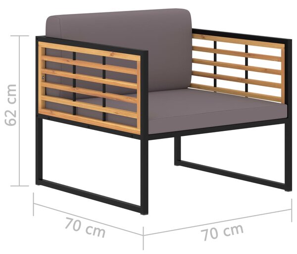 VidaXL Καρέκλες Κήπου με Μαξιλάρια 2 τεμ. Σκ. Γκρι Μασίφ Ξύλο Ακακίας