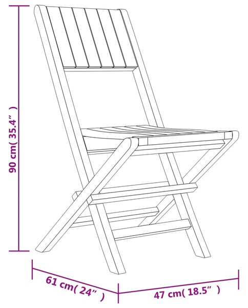 VidaXL Καρέκλες Κήπου Πτυσσόμενες 8 τεμ. 47x61x90 εκ. Μασίφ Ξύλο Teak