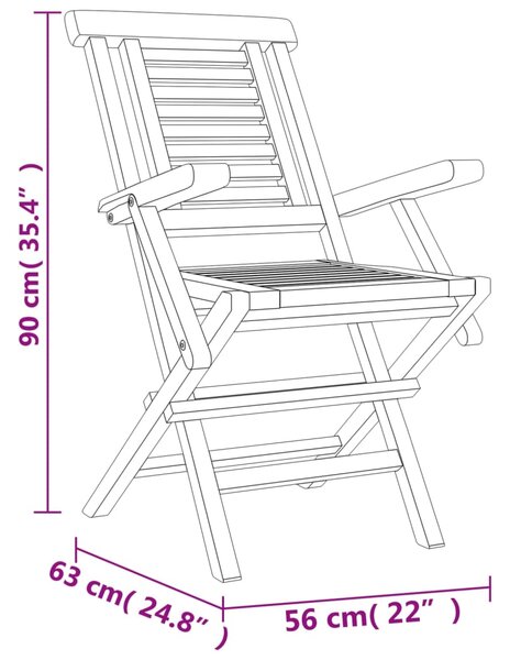 VidaXL Καρέκλες Κήπου Πτυσσόμενες 6 τεμ. 56x63x90 εκ. Μασίφ Ξύλο Teak