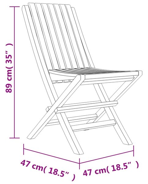 VidaXL Καρέκλες Κήπου Πτυσσόμενες 8 τεμ. 47x47x89 εκ. Μασίφ Ξύλο Teak