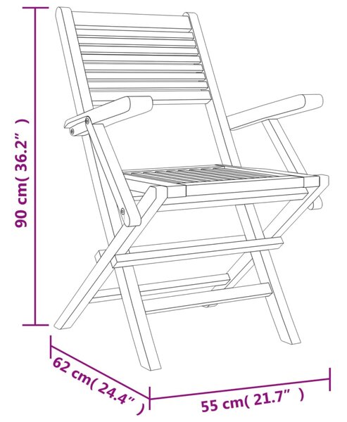 VidaXL Καρέκλες Κήπου Πτυσσόμενες 2 τεμ. 55x62x90 εκ. Μασίφ Ξύλο Teak