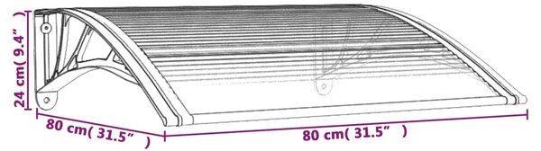 VidaXL Στέγαστρο Πόρτας Μαύρο & Διαφανές 80 x 75 εκ από Πολυκαρβονικό