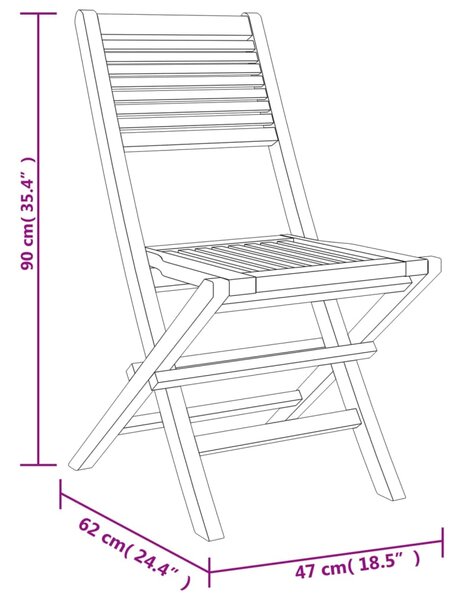 VidaXL Καρέκλες Κήπου Πτυσσόμενες 8 τεμ. 47x62x90 εκ. Μασίφ Ξύλο Teak