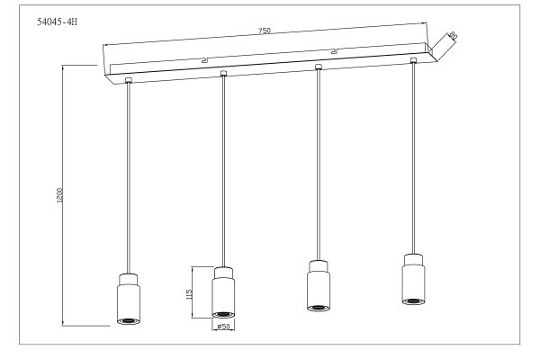 Globo 54045-4H - Πολύφωτο με συρματόσχοινο MATTI 4xE27/40W/230V