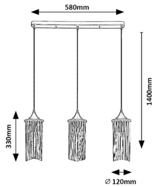 Rabalux 72153 - Κρεμαστό φωτιστικό οροφής ράγα ROXAS 3xE27/40W/230V