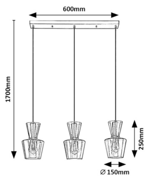 Rabalux 72163 - Κρεμαστό φωτιστικό οροφής ράγα ABRA 3xE27/60W/230V