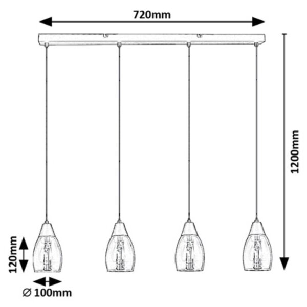 Rabalux 72184 - Κρεμαστό φωτιστικό οροφής ράγα ILMARI 4xE27/15W/230V