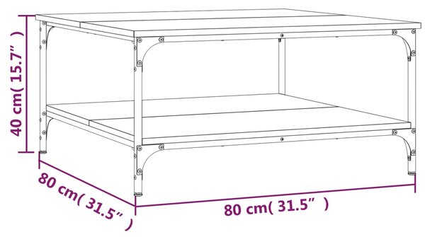 VidaXL Τραπεζάκι Σαλονιού Καφέ Δρυς 80 x 80 x 40 εκ. από Επεξεργ. Ξύλο