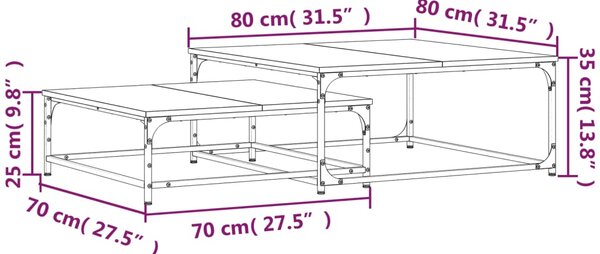 VidaXL Τραπεζάκια Ζιγκόν 2 τεμ. Καπνιστή Δρυς από Επεξεργασμένο Ξύλο