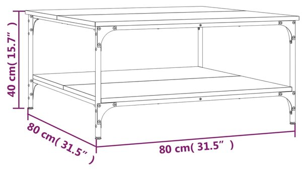 VidaXL Τραπεζάκι Σαλονιού Sonoma Δρυς 80x80x40 εκ. Επεξεργασμένο Ξύλο