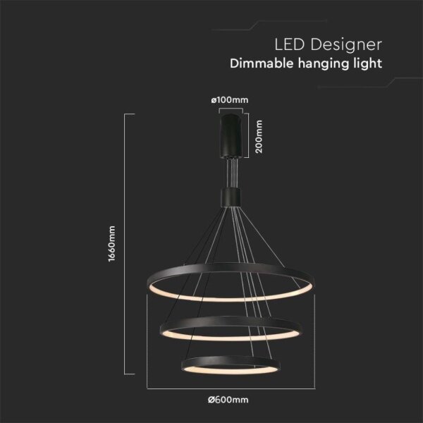 Led Dimmable κρεμαστό φωτιστικό οροφής LED/46W/230V 3000K μαύρο