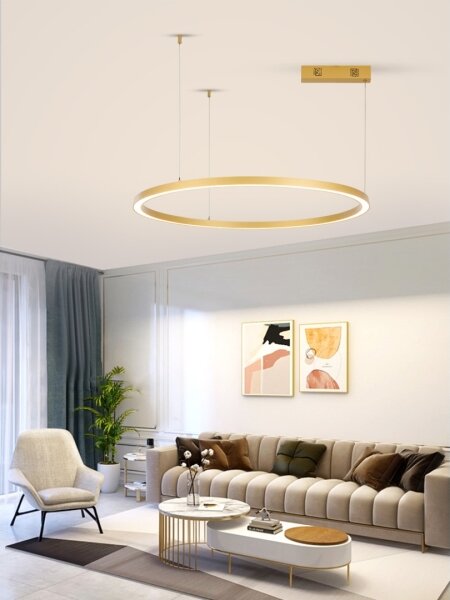 Immax NEO 07217L-Led Dimmable κρεμαστό φωτιστικό οροφής FINO 60W/230V 80cm χρυσαφί Tuya+RC