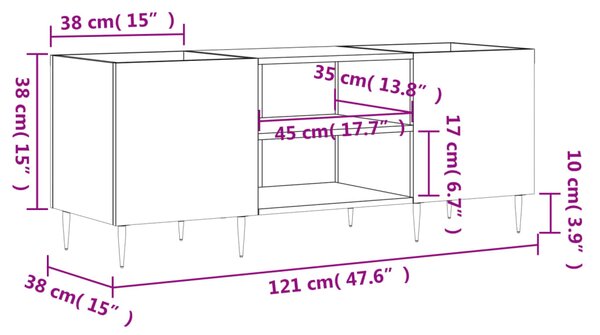 VidaXL Δισκοθήκη Λευκή 121 x 38 x 48 εκ. Επεξεργασμένο Ξύλο