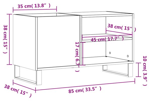 VidaXL Δισκοθήκη Γκρι Sonoma 85 x 38 x 48 εκ. από Επεξεργασμένο Ξύλο