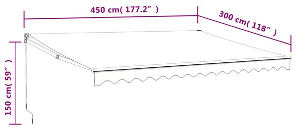 VidaXL Τέντα Πτυσσόμενη Πορτοκαλί/Καφέ 4,5 x 3 μ. Ύφασμα και Αλουμίνιο