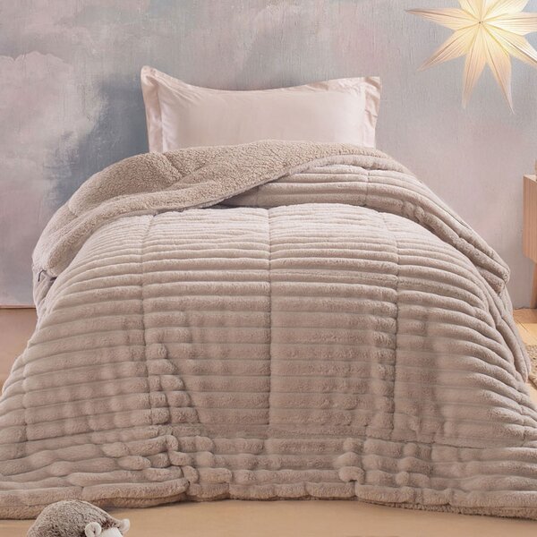 Γούνινο Κουβερτοπάπλωμα Μονό (160x220) Rythmos Butter Beige