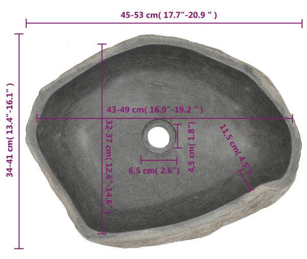 VidaXL Νιπτήρας River Stone Οβάλ (45-53)x(34-41) εκ