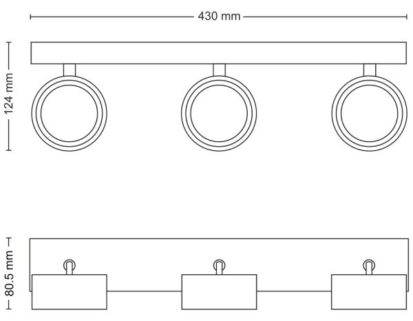 Philips - LED Σποτ BRACIA 3xLED/5,5W/230V μαύρο