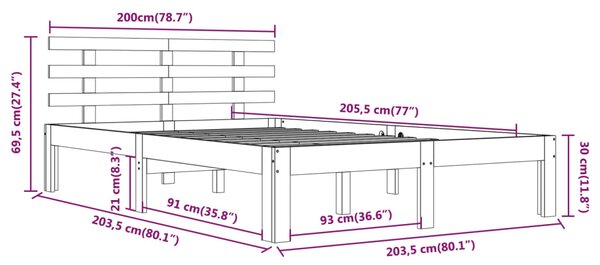 VidaXL Πλαίσιο Κρεβατιού Λευκό 200 x 200 εκ. από Μασίφ Ξύλο