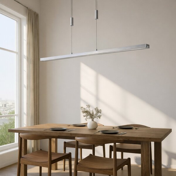Lucande LED κρεμαστό φωτιστικό Myron, dimmer αφής, CCT, αλουμίνιο, ρυθμιζόμενος, Μεταλλικό, Σαλόνι / τραπεζαρία, Αλουμίνιο, σύγχρονο