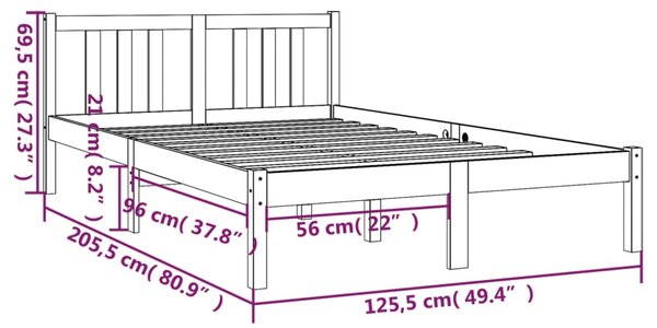 VidaXL Πλαίσιο Κρεβατιού Μαύρο 120 x 200 εκ. από Μασίφ Ξύλο