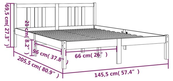 VidaXL Σκελετός Κρεβατιού Χωρίς Στρώμα 140x200 εκ Μασίφ Ξύλο