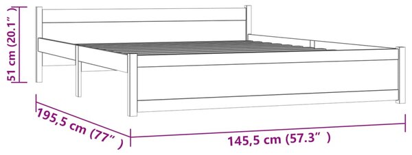 VidaXL Πλαίσιο Κρεβατιού 140 x 190 εκ. από Μασίφ Ξύλο