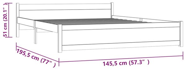 VidaXL Πλαίσιο Κρεβατιού Γκρι 140 x 190 εκ. από Μασίφ Ξύλο