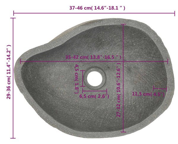 VidaXL Νιπτήρας River Stone Οβάλ (37-46)x(29-36) εκ