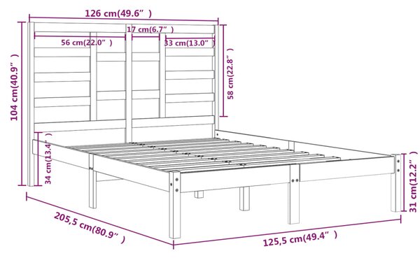 VidaXL Πλαίσιο Κρεβατιού Γκρι 120 x 200 εκ. από Μασίφ Ξύλο