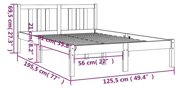 VidaXL Πλαίσιο Κρεβατιού 120 x 190 εκ. από Μασίφ Ξύλο Small Double