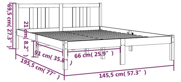 VidaXL Πλαίσιο Κρεβατιού Λευκό 140 x 190 εκ. από Μασίφ Ξύλο
