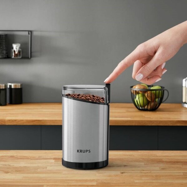 Krups - Electric καφές bean grinder 85g FAST-TOUCH 200W/230V χρώμιο