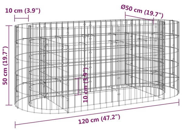 VidaXL Συρματοκιβώτιο-Γλάστρα Υπερυψωμένη 120x50x50 εκ. Γαλβαν. Ατσάλι