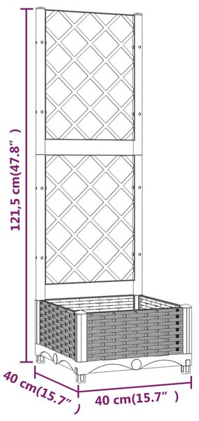 VidaXL Ζαρντινιέρα Κήπου με Καφασωτό Λευκή 40x40x121,5 εκ. Πολυπροπ