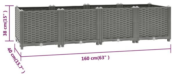 VidaXL Ζαρντινιέρα 160 x 40 x 38 εκ. από Πολυπροπυλένιο