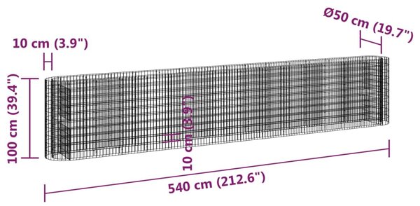 VidaXL Συρματοκιβώτιο-Γλάστρα Υπερυψωμένη 540x50x100 εκ Γαλβαν. Ατσάλι