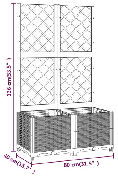 VidaXL Ζαρντινιέρα Κήπου με Καφασωτό Καφέ 80 x 40 x 136 εκ. από PP